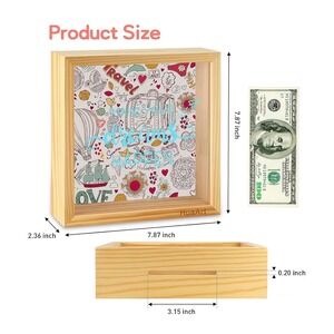 Wooden Shadow Box Piggy Bank‎ Travel Dreams Money Saver Container
